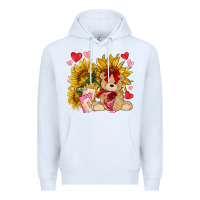 White valentines day sunflowers with bear hjf Premium Hoodie - NancyCooperArtShop