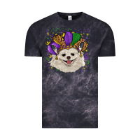 Cloud Black Mardi Gras White Pomeranian with Hat Vintage Tee - RanaPortraitStore