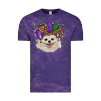 Cloud Purple Mardi Gras White Pomeranian with Hat Vintage Tee - RanaPortraitStore