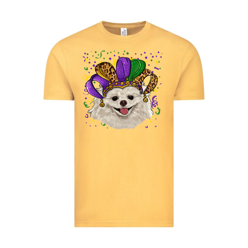 Mardi Gras White Pomeranian With Hat Vintage Tee by RanaPortraitStore | Teevron