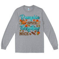 Heather Grey pumpkin spice everything nice Long Sleeve Tee - HRA Design Shop