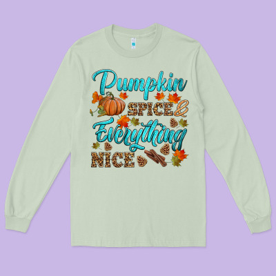 Pumpkin Spice Everything Nice Long Sleeve Tee Designed By Hra Design Shop