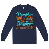 Navy pumpkin spice everything nice Long Sleeve Tee - HRA Design Shop