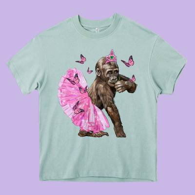 Baby Gorilla With Tutu Heavy Core Tee Designed By Lillyallendesigns