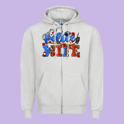 Police Wife Zipper Hoodie Designed By Adodesignshop
