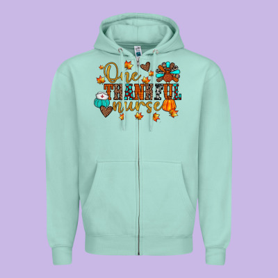 One Thankful Nurse Zipper Hoodie Designed By Jahusdesignshop
