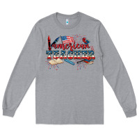 Heather Grey American Teacher 4th of July Long Sleeve Tee - CowGirlArtShop