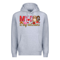 Heather Grey my dog is my valentine Premium Hoodie - NancyCooperArtShop