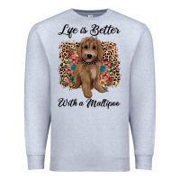 Heather Grey life is better with a maltipoo Premium Sweatshirt - BarkalooDesign