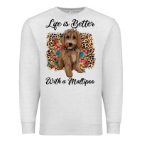 Oatmeal Heather life is better with a maltipoo Premium Sweatshirt - BarkalooDesign