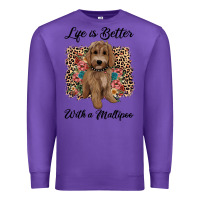 Purple life is better with a maltipoo Premium Sweatshirt - BarkalooDesign