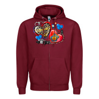 Burgundy western leopard  police   hearts Zipper Hoodie - AdoDesignShop