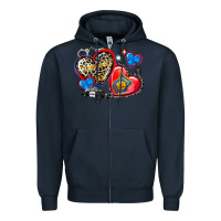 Navy western leopard  police   hearts Zipper Hoodie - AdoDesignShop