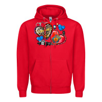 Red western leopard  police   hearts Zipper Hoodie - AdoDesignShop