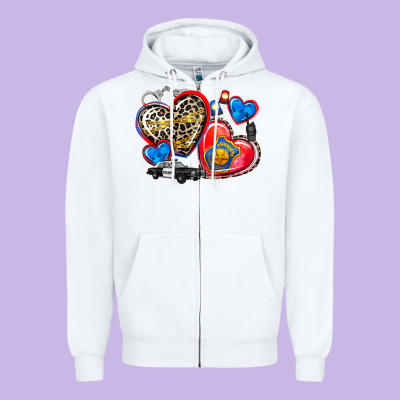 Western Leopard  Police   Hearts Zipper Hoodie Designed By Adodesignshop