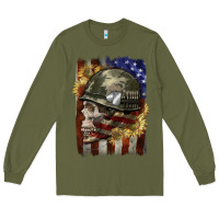 Army Green Army skull 4th of july Long Sleeve Tee - CowGirlArtShop