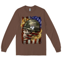 Chestnut Army skull 4th of july Long Sleeve Tee - CowGirlArtShop