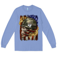Colony Blue Army skull 4th of july Long Sleeve Tee - CowGirlArtShop