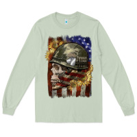 Matcha Army skull 4th of july Long Sleeve Tee - CowGirlArtShop