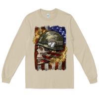 Mushroom Army skull 4th of july Long Sleeve Tee - CowGirlArtShop