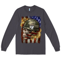 Smoke Army skull 4th of july Long Sleeve Tee - CowGirlArtShop