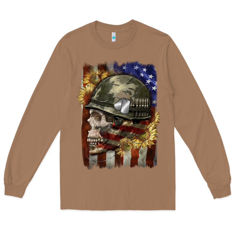 Army Skull 4th Of July Long Sleeve Tee by CowGirlArtShop | Teevron