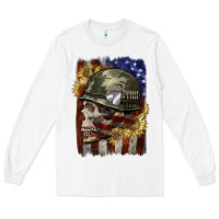White Army skull 4th of july Long Sleeve Tee - CowGirlArtShop