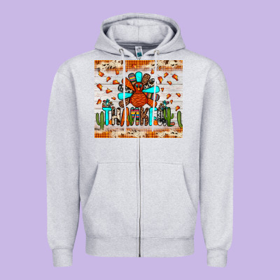Thankful Turkey Zipper Hoodie Designed By Jahusdesignshop