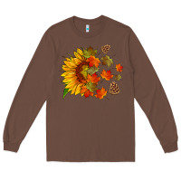 Chestnut sunflower and autumn leaves Long Sleeve Tee - HRA Design Shop