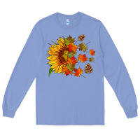 Colony Blue sunflower and autumn leaves Long Sleeve Tee - HRA Design Shop