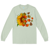 Matcha sunflower and autumn leaves Long Sleeve Tee - HRA Design Shop