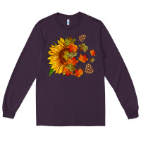Plum sunflower and autumn leaves Long Sleeve Tee - HRA Design Shop