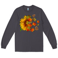 Smoke sunflower and autumn leaves Long Sleeve Tee - HRA Design Shop