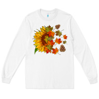White sunflower and autumn leaves Long Sleeve Tee - HRA Design Shop