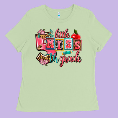 Little Miss 5 Th Grade Ladies Tee Designed By Adodesignshop