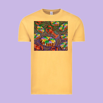Vintage Tee Mardi gras king cake and crawfish