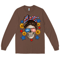 Chestnut American mom skull Long Sleeve Tee - Neo Western