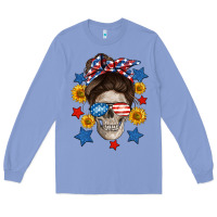 Colony Blue American mom skull Long Sleeve Tee - Neo Western