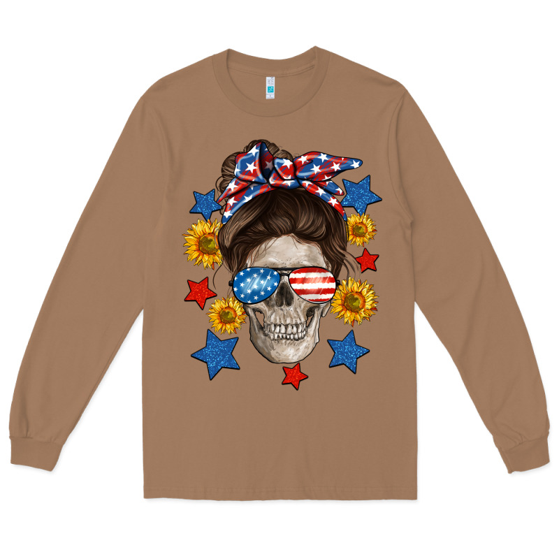 American Mom Skull Long Sleeve Tee by Neo Western | Teevron