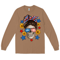 Toasted Coconut American mom skull Long Sleeve Tee - Neo Western