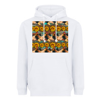White seamless poultry farm sunflowers chicken coop tumbler Heavyweight Hoodie - Artiststas