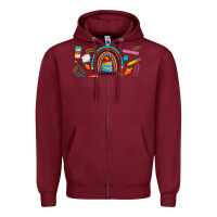 Burgundy teacher life rainbow frosted Zipper Hoodie - JahusDesignShop