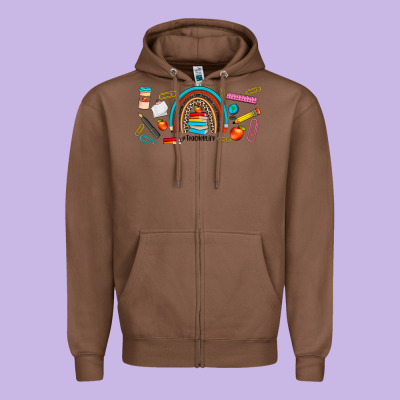 Teacher Life Rainbow Frosted Zipper Hoodie Designed By Jahusdesignshop