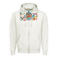 Oatmeal Heather teacher life rainbow frosted Zipper Hoodie - JahusDesignShop