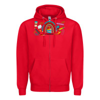 Red teacher life rainbow frosted Zipper Hoodie - JahusDesignShop