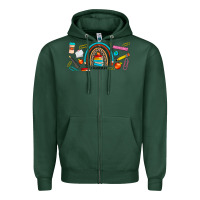 Sports Green teacher life rainbow frosted Zipper Hoodie - JahusDesignShop