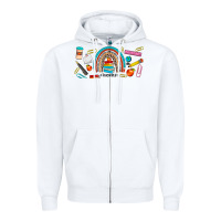 White teacher life rainbow frosted Zipper Hoodie - JahusDesignShop