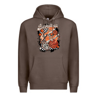 Coffee checkered retro basketball Premium Hoodie - MaliasSmallBusiness