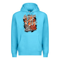 Ocean Blue checkered retro basketball Premium Hoodie - MaliasSmallBusiness