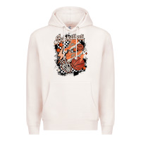 Pale Pink checkered retro basketball Premium Hoodie - MaliasSmallBusiness